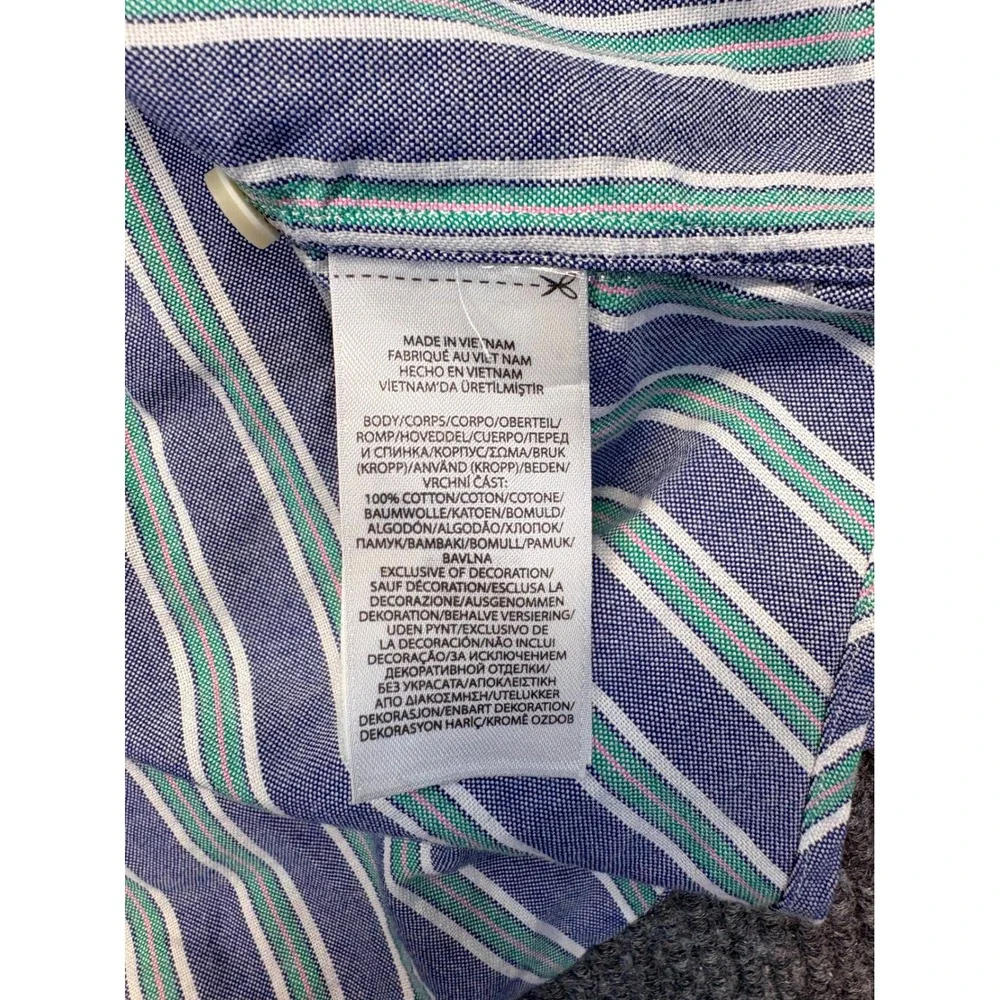 Polo Ralph Lauren Mens LT Blue Green Striped Oxford Button Down Shirt LS